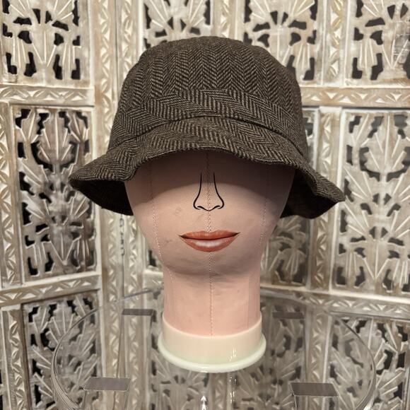 Vintage Totes Rain Rolls Right Off Mens Walking Hat Brown Herringbone Size L - Picture 1 of 8